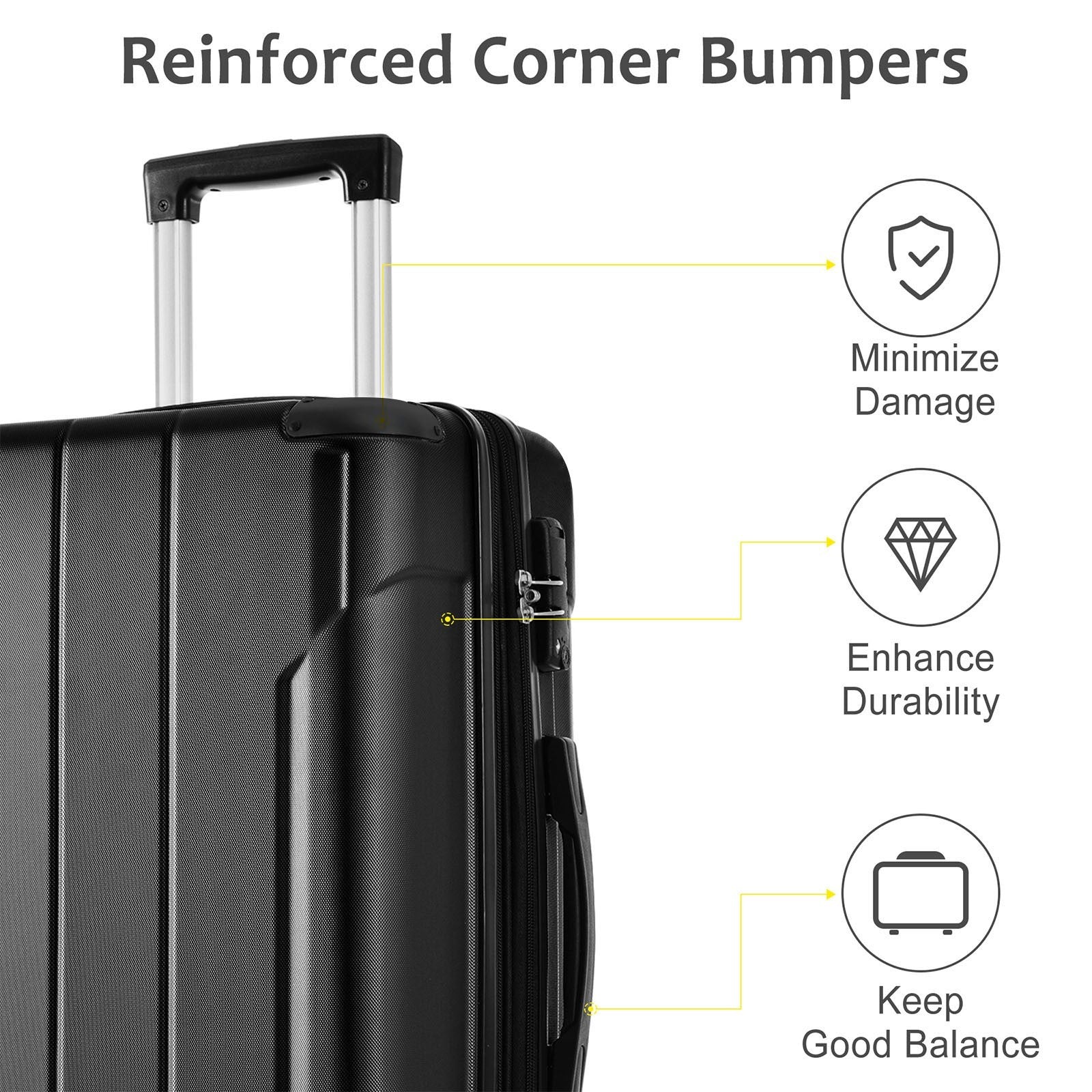 Hardshell Luggage - Lightweight Durable ABS Suitcases with Double Wheels