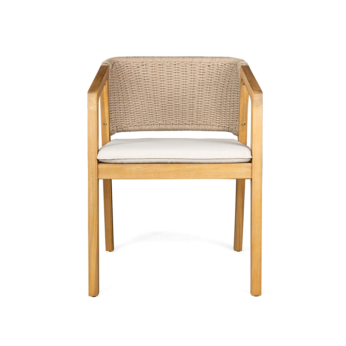 7-Piece Outdoor Dining Set, Acacia Wood Table & 6 Rope Chairs