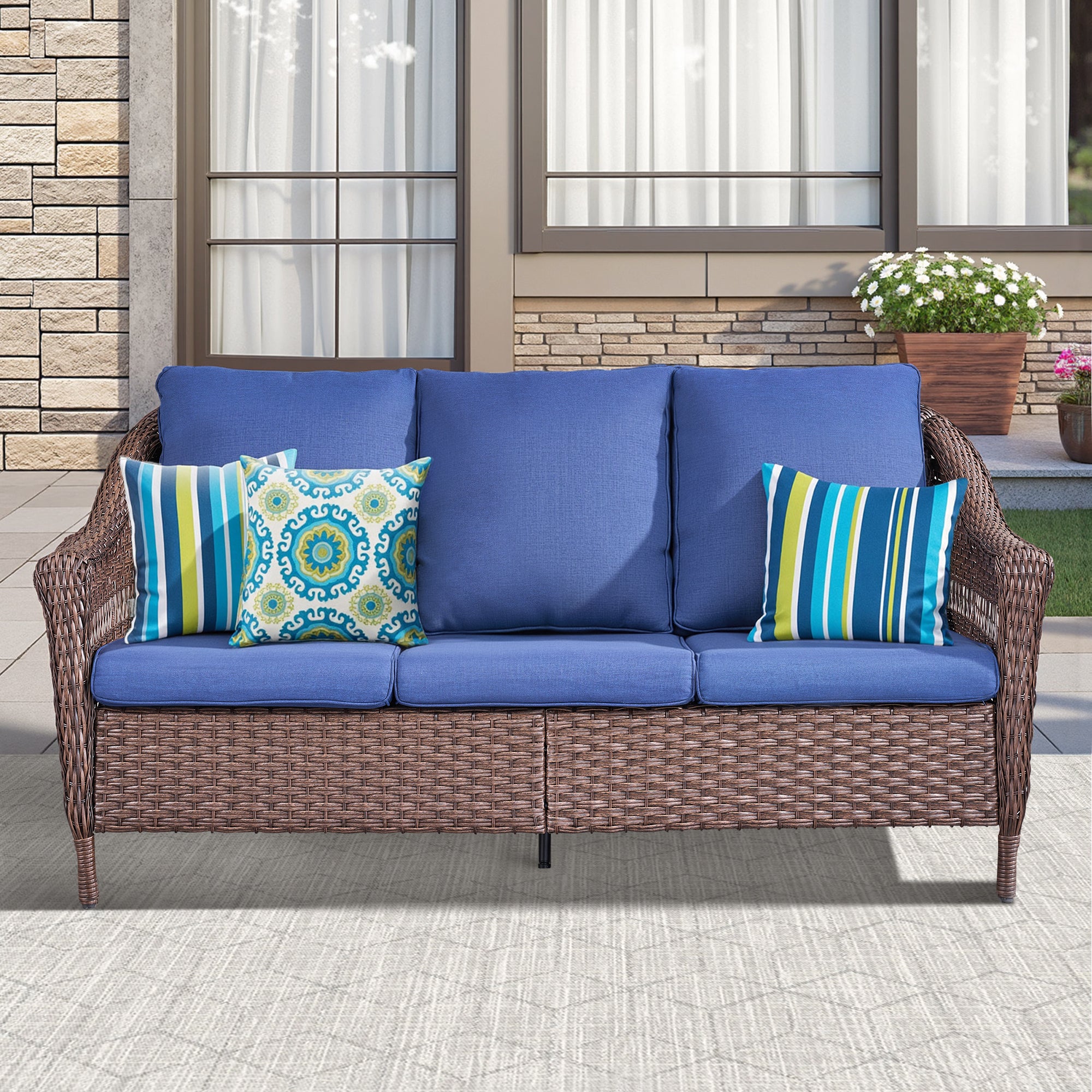 67.3" Outdoor Wicker Patio Sofa
