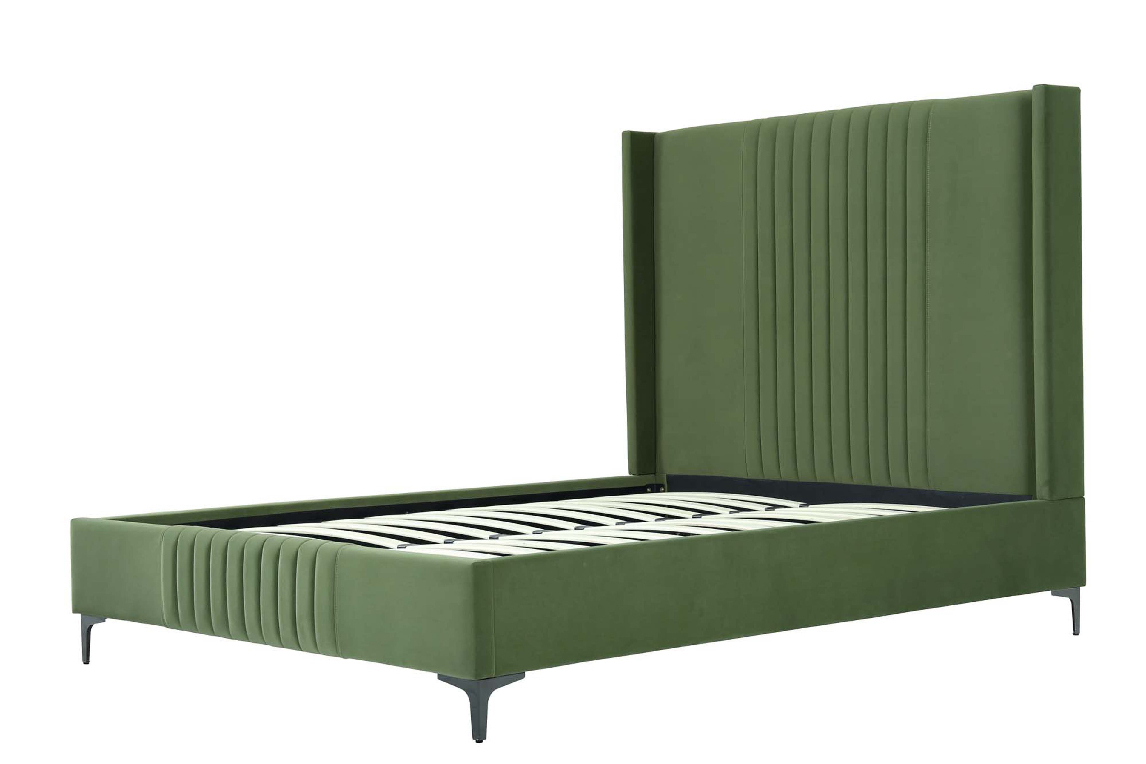 Promenade Upholstered Velvet Queen Bed in Moss