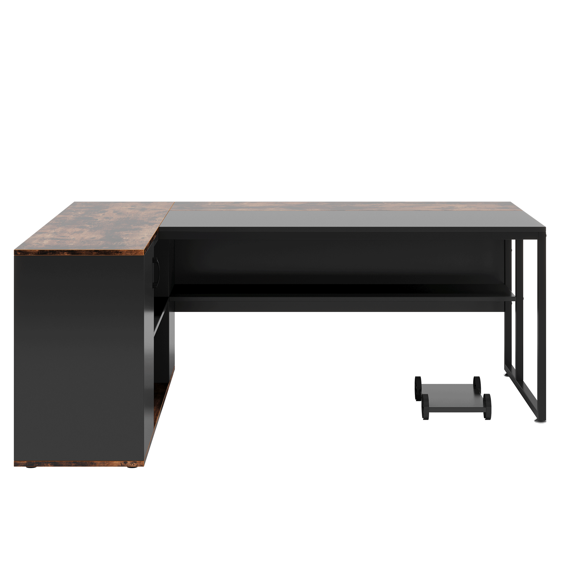 71" L-Shaped Executive Desk with Storage Cabinet & Shelves