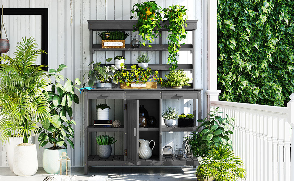 TOPMAX 66'' Large Outdoor Farmhouse Wooden Potting Bench