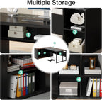71" L-Shaped Executive Desk with Storage Cabinet & Shelves
