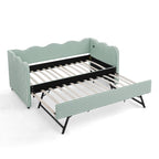 Cozy Gingham Daybed with Trundle Twin Size Sofa Bed