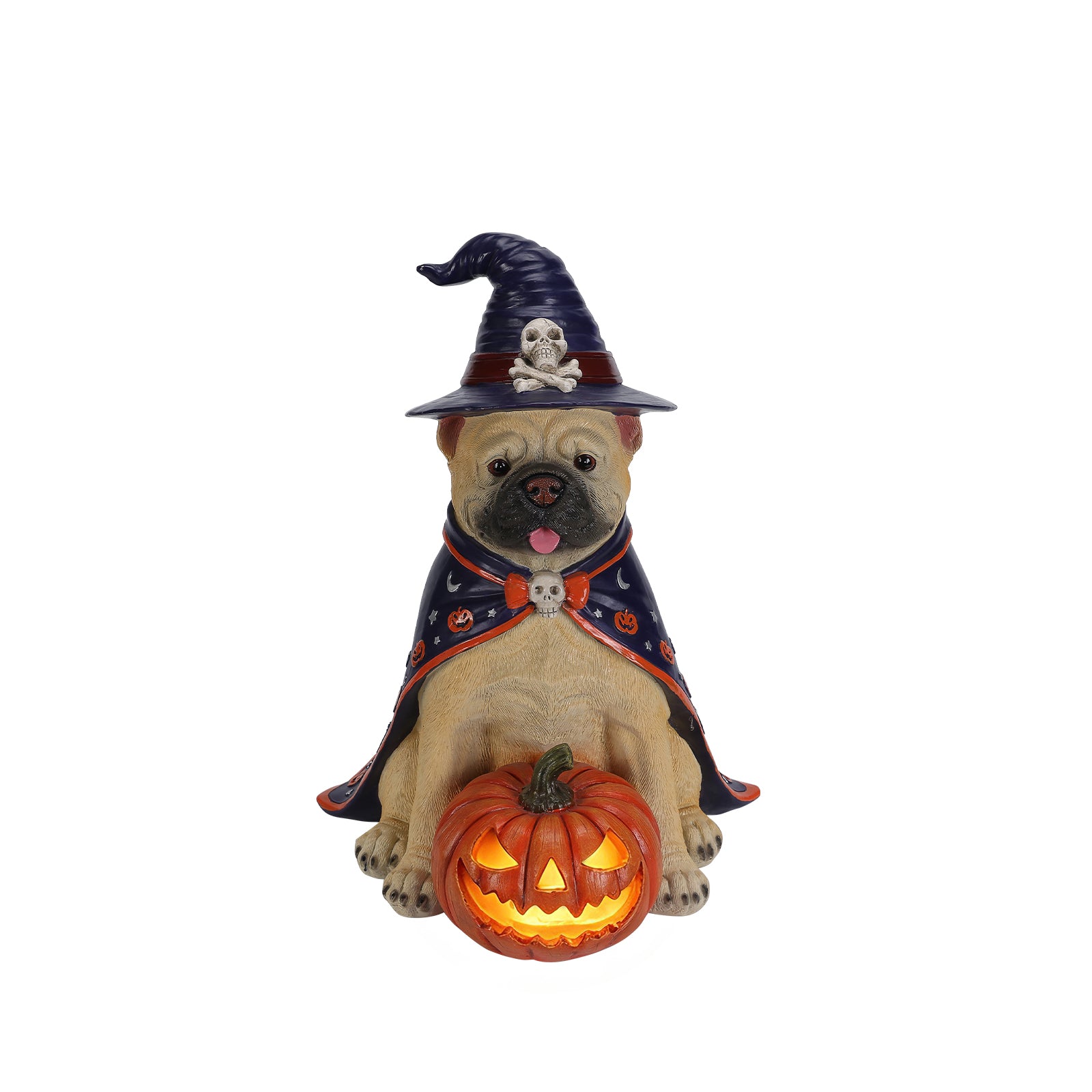 Halloween Bulldog Witch Statue