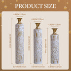 3-Piece Handcrafted Metal Floor Vase Set