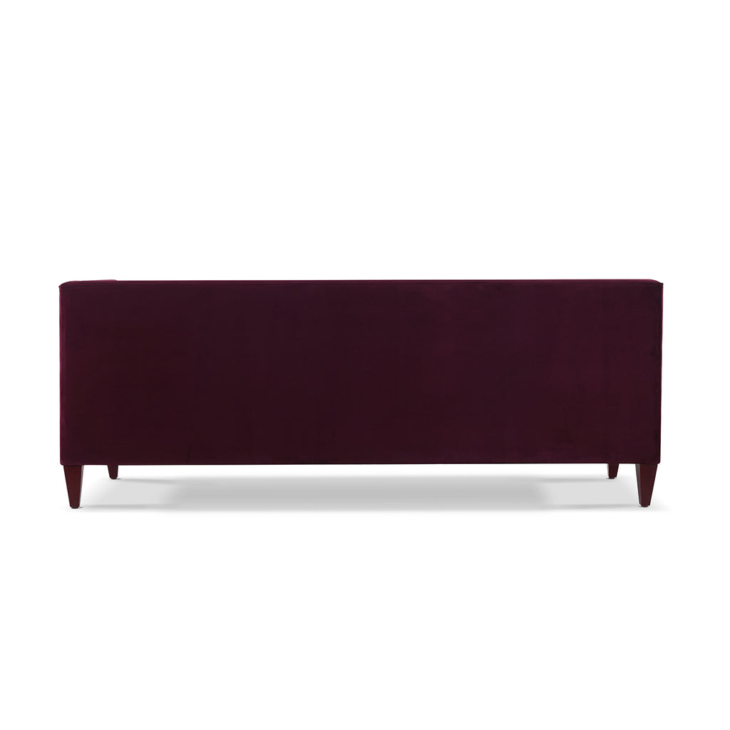 Jack 84" Modern Tuxedo Tufted Sofa, Burgundy Velvet