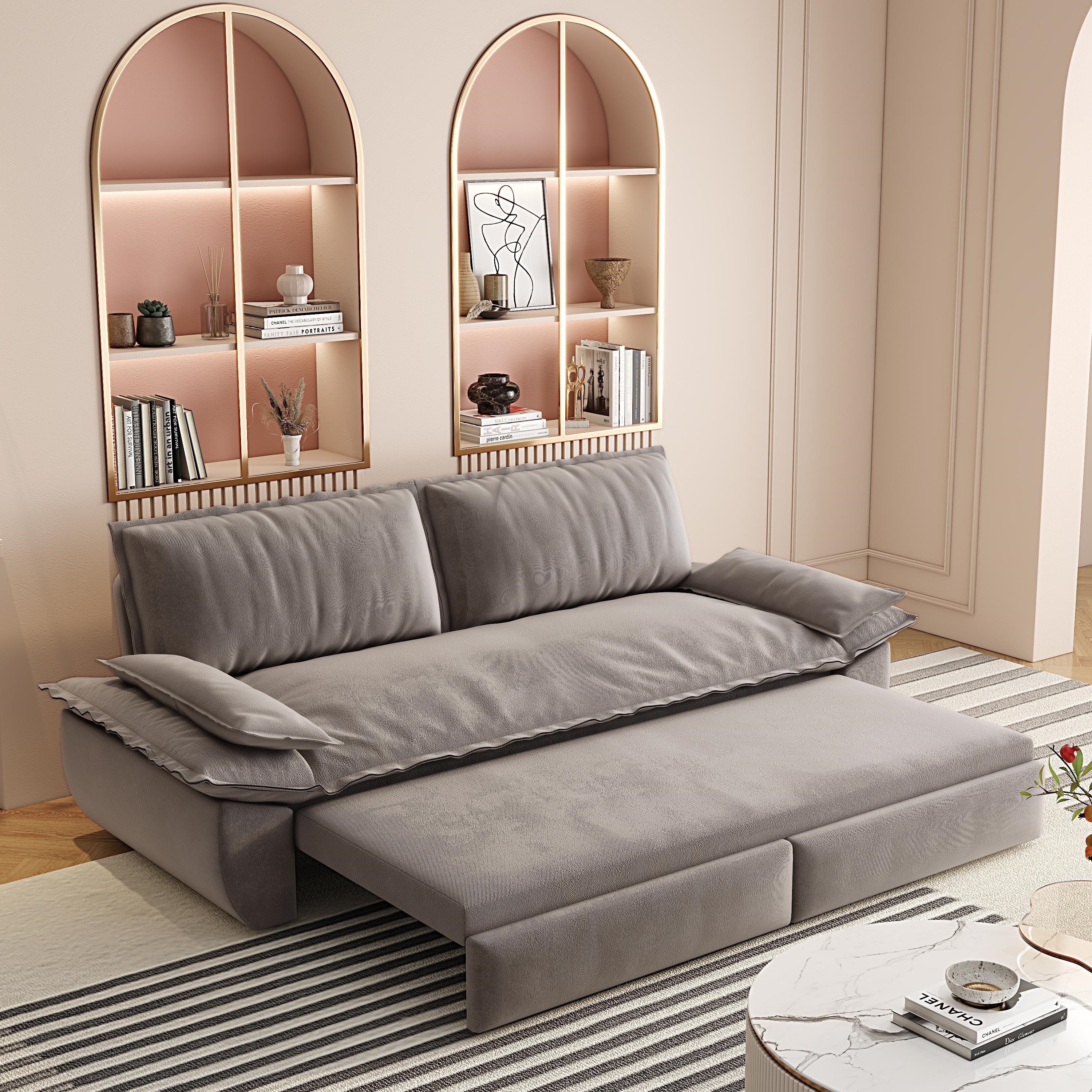 73.2" Queen Pull Out Sofa Bed - 3-in-1 Convertible Sleeper Sofa