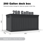 260 Gallon Large Outdoor Storage XXL Deck Box