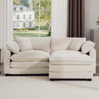 Corduroy Two-Seater Sofa with 1 Footrest