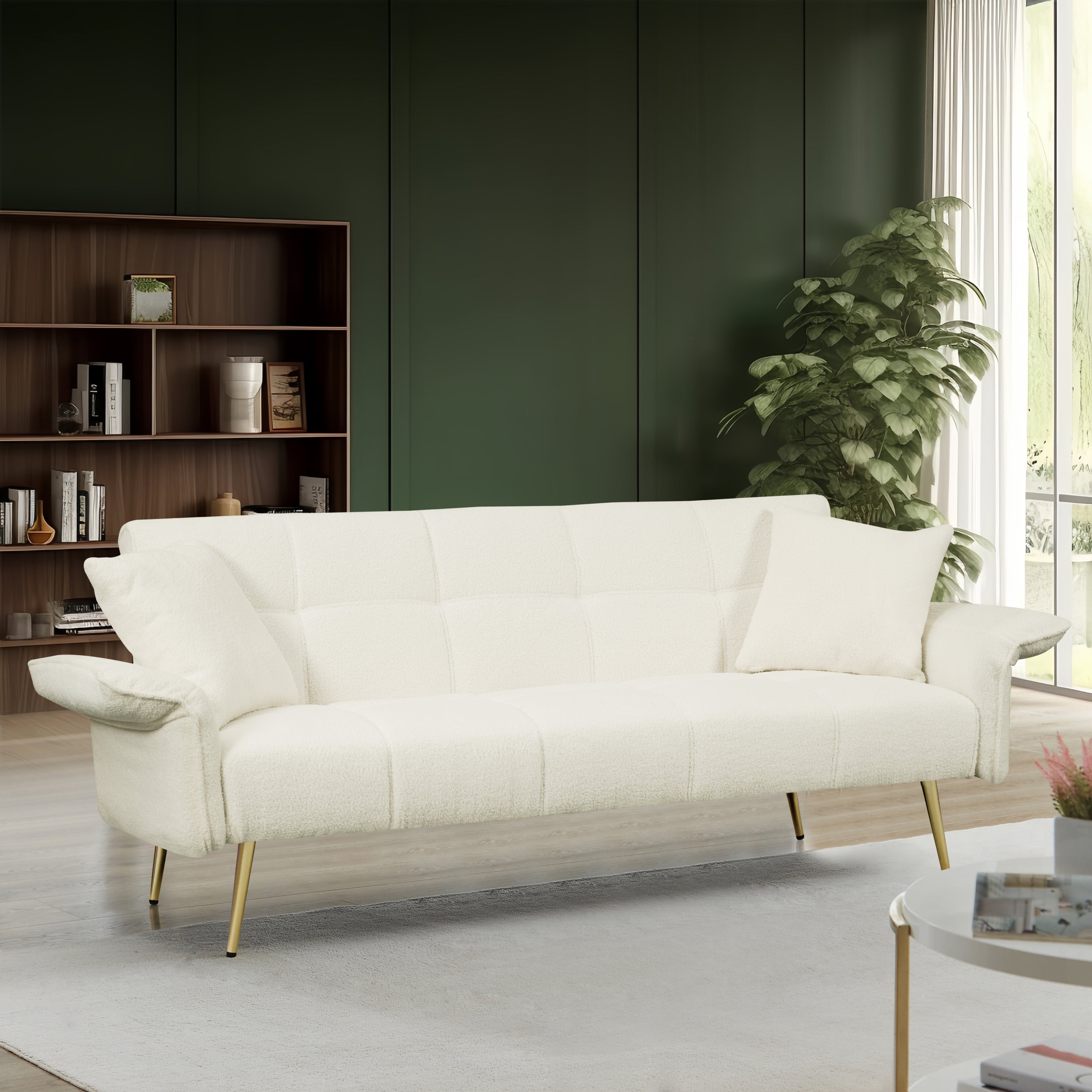 70.1" Futon Sofa Bed Convertible Double Sofa Bed with Folding Armrests