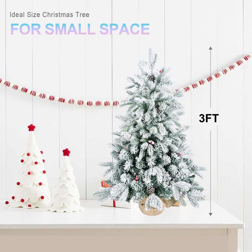 3FT Flocked Tabletop Christmas Tree