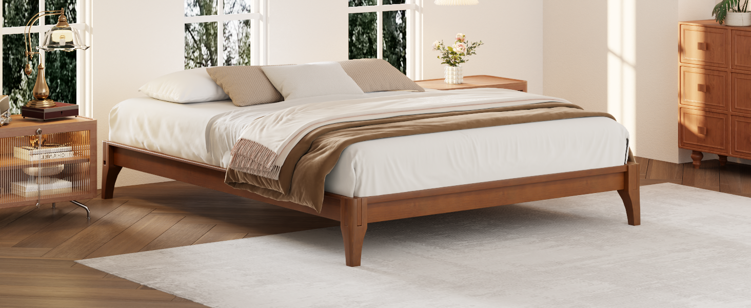 12 Inch Full Size Solid Dry Bamboo Wood Platform Bed Frame