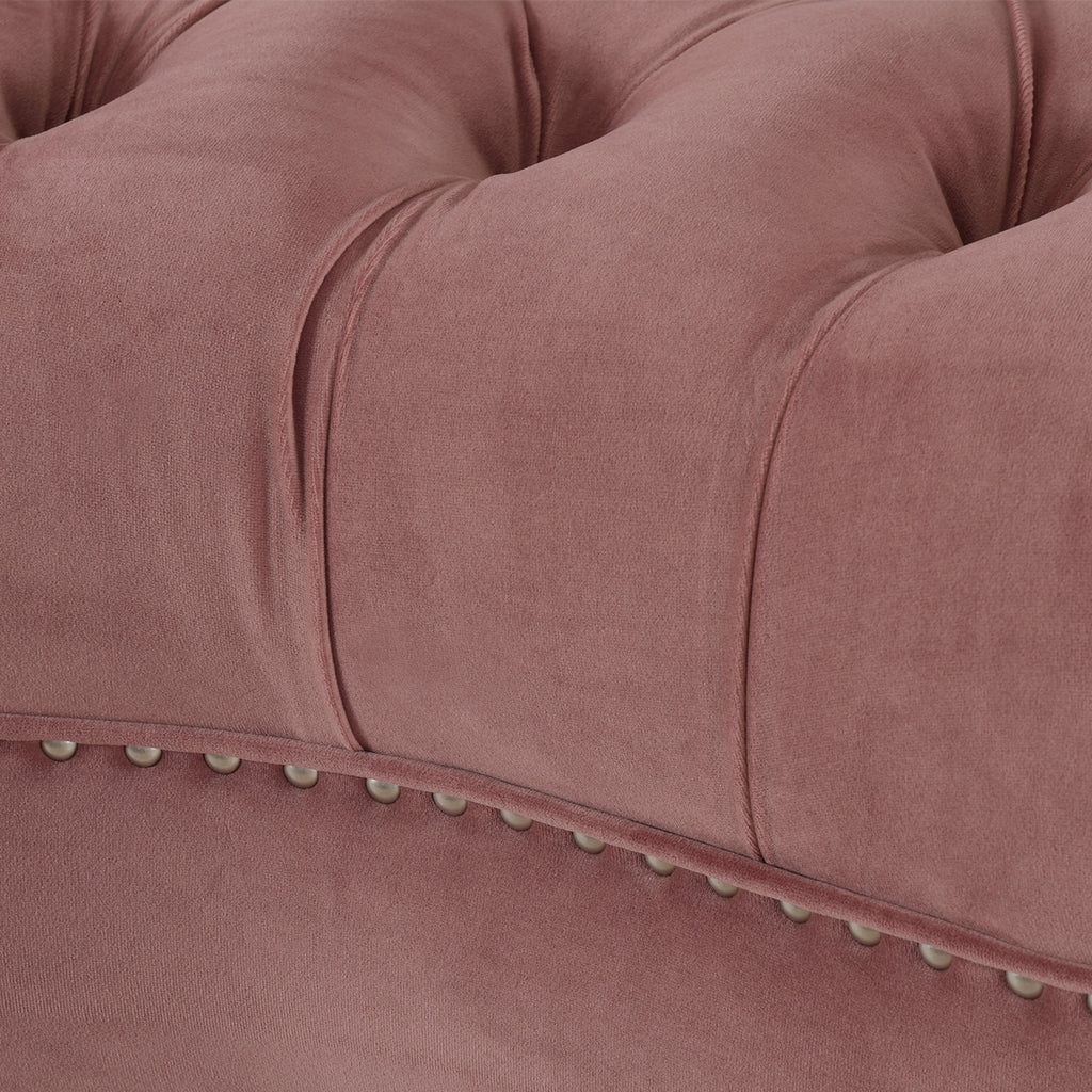 La Rosa Victorian Tufted Upholstered Accent Chair, Ash Rose