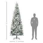 HOMCOM 9ft Unlit Snow-Flocked Slim Pine Christmas Tree