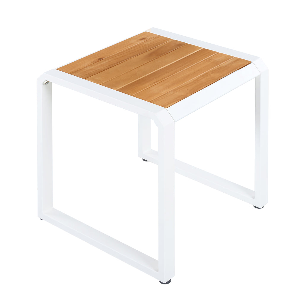 Outdoor Side Table with Teak Wood Top