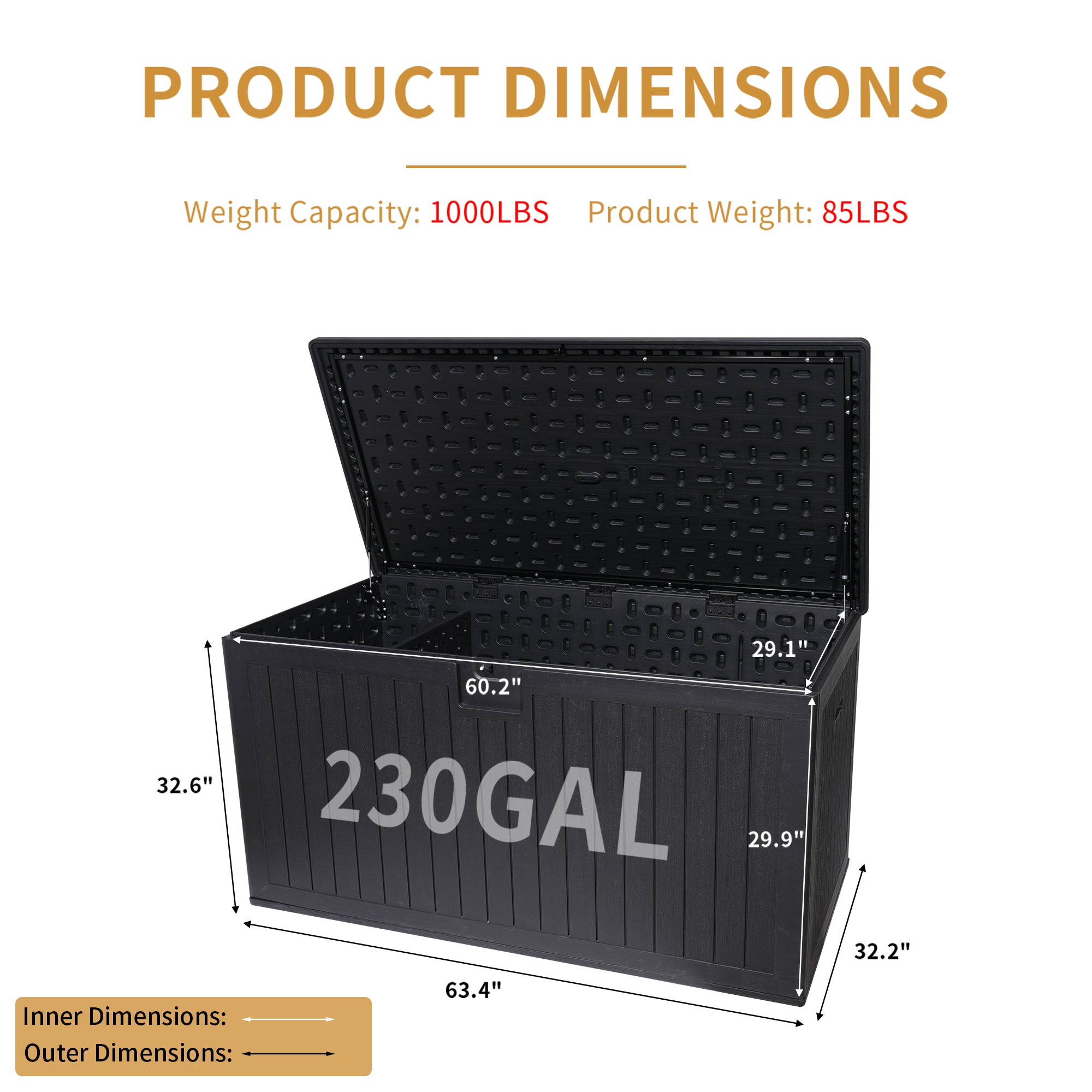 230 Gallon Resin Outdoor Deck Box