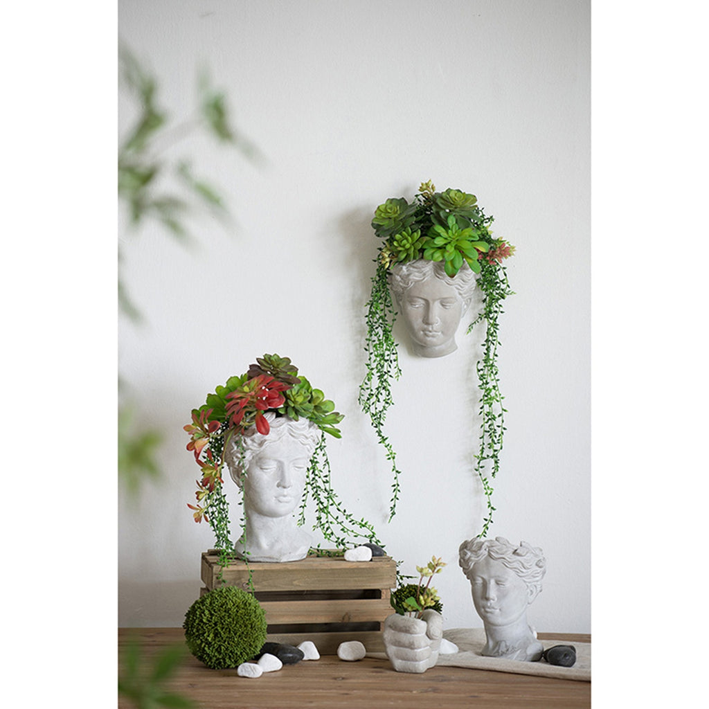 Small Visage Cement Wall Planter Wall Vase