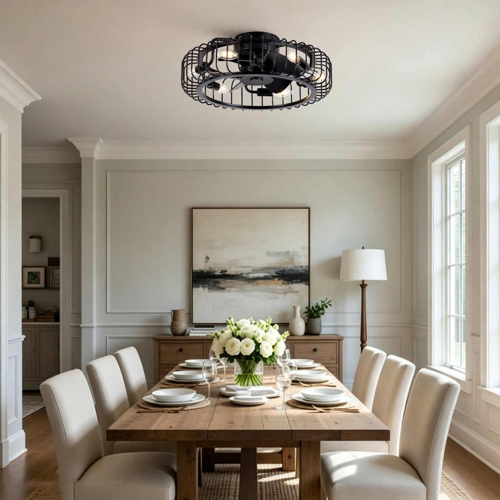 20" Low-Profile Caged Ceiling Fan Light