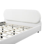 Cream-Colored Boucle Upholstered Bed with Rubber Wood Foot - King