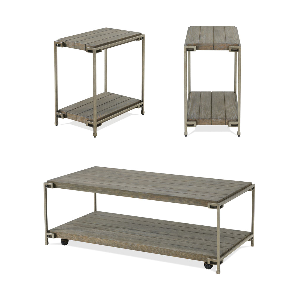 Corbeta 3-Piece Metal Frame Wood Living Room Coffee Table Set