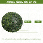 18.5In Dark Artificial Topiary Balls Outdoor Faux Boxwood Decorative