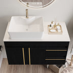 36" Wall-Mounted Bathroom Vanity with Vessel Sink