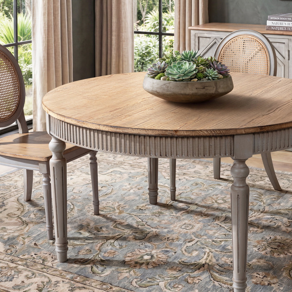 Colette 55" Reclaimed Wood Round Dining Table, Antique