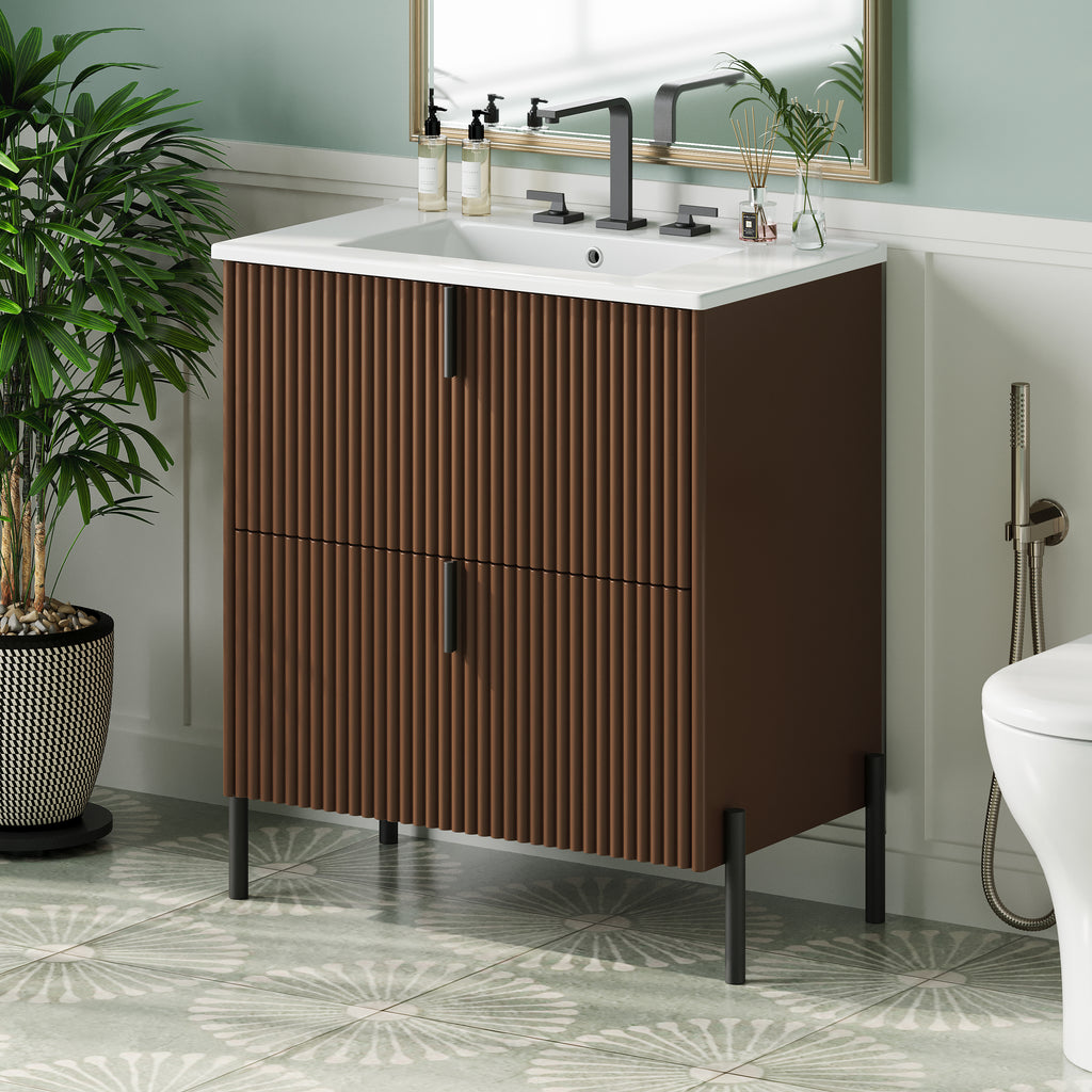 30" Bathroom Vanity with Ceramic Sink