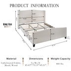 King Size Bed Frame with Upholstered Headboard