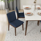 Laura Blue Linen Solid Wood Dining Chair Set of 2