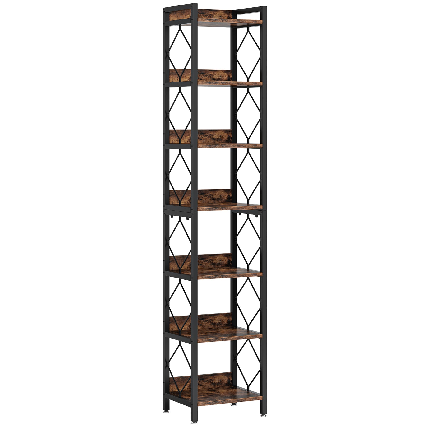 78.7" Extra Tall 7-Tier Rustic Bookshelf