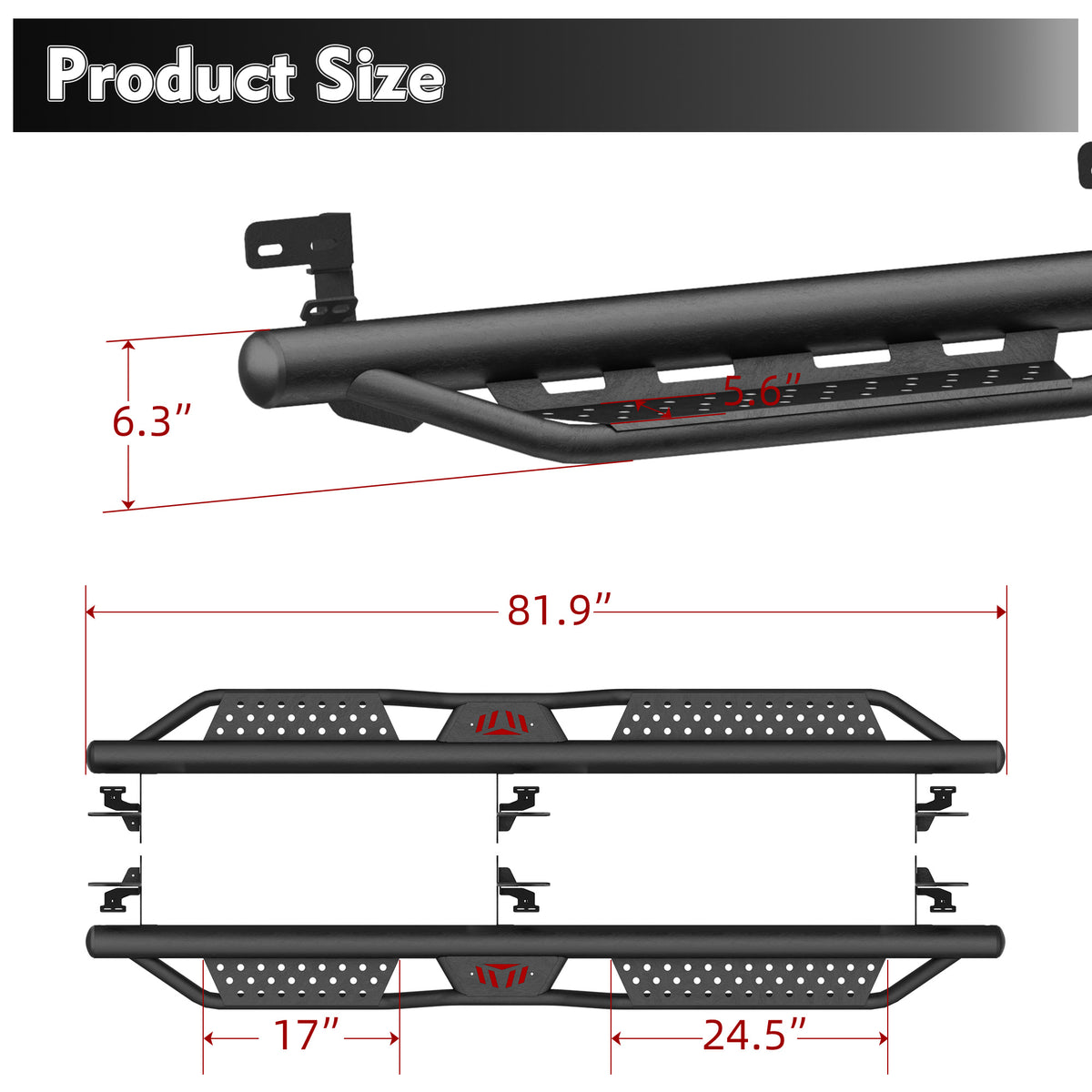 Heavy-Duty Steel Dual Stair Running Boards for Dodge Ram
