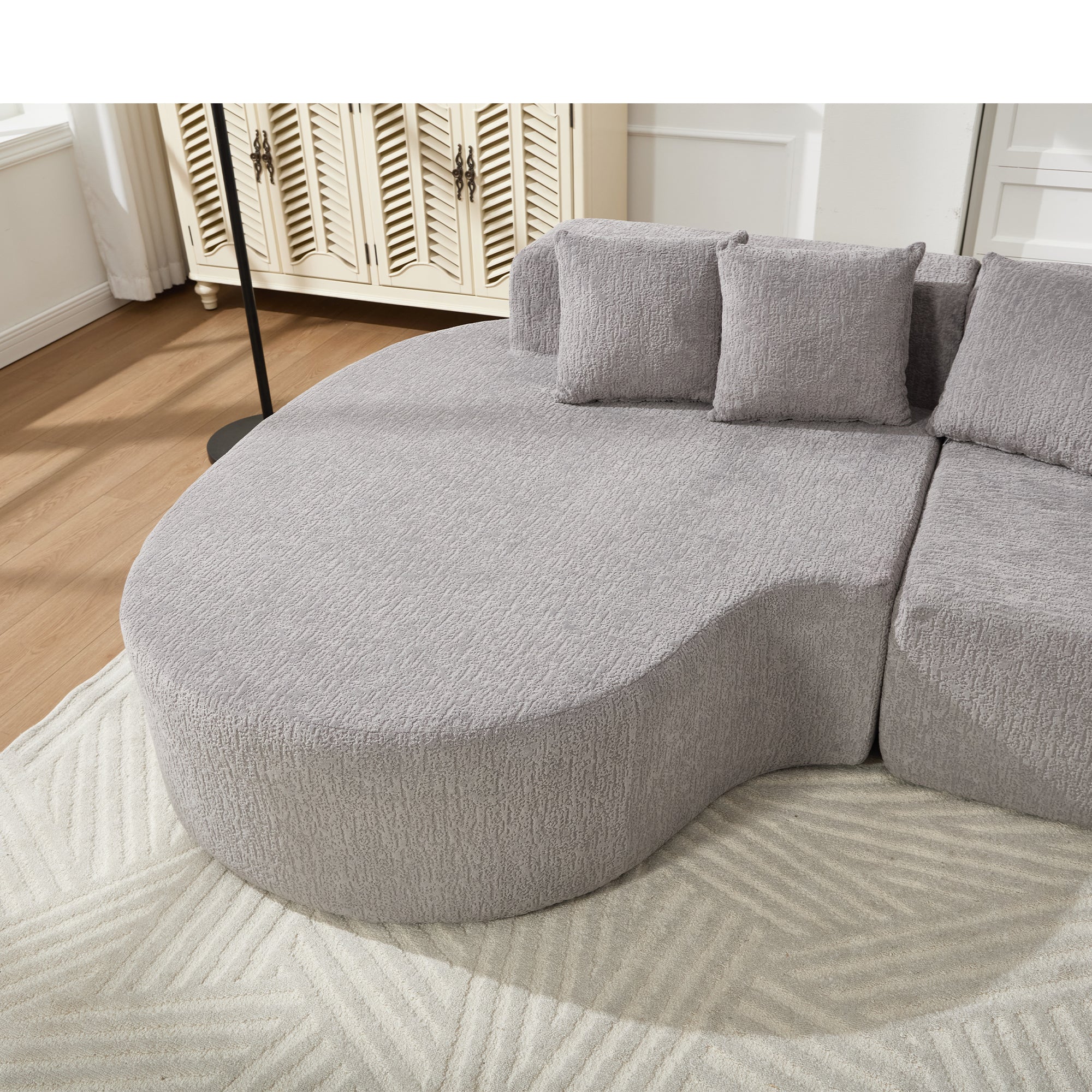 Boneless L-Shape Sectional Curved Sofa with Pillows