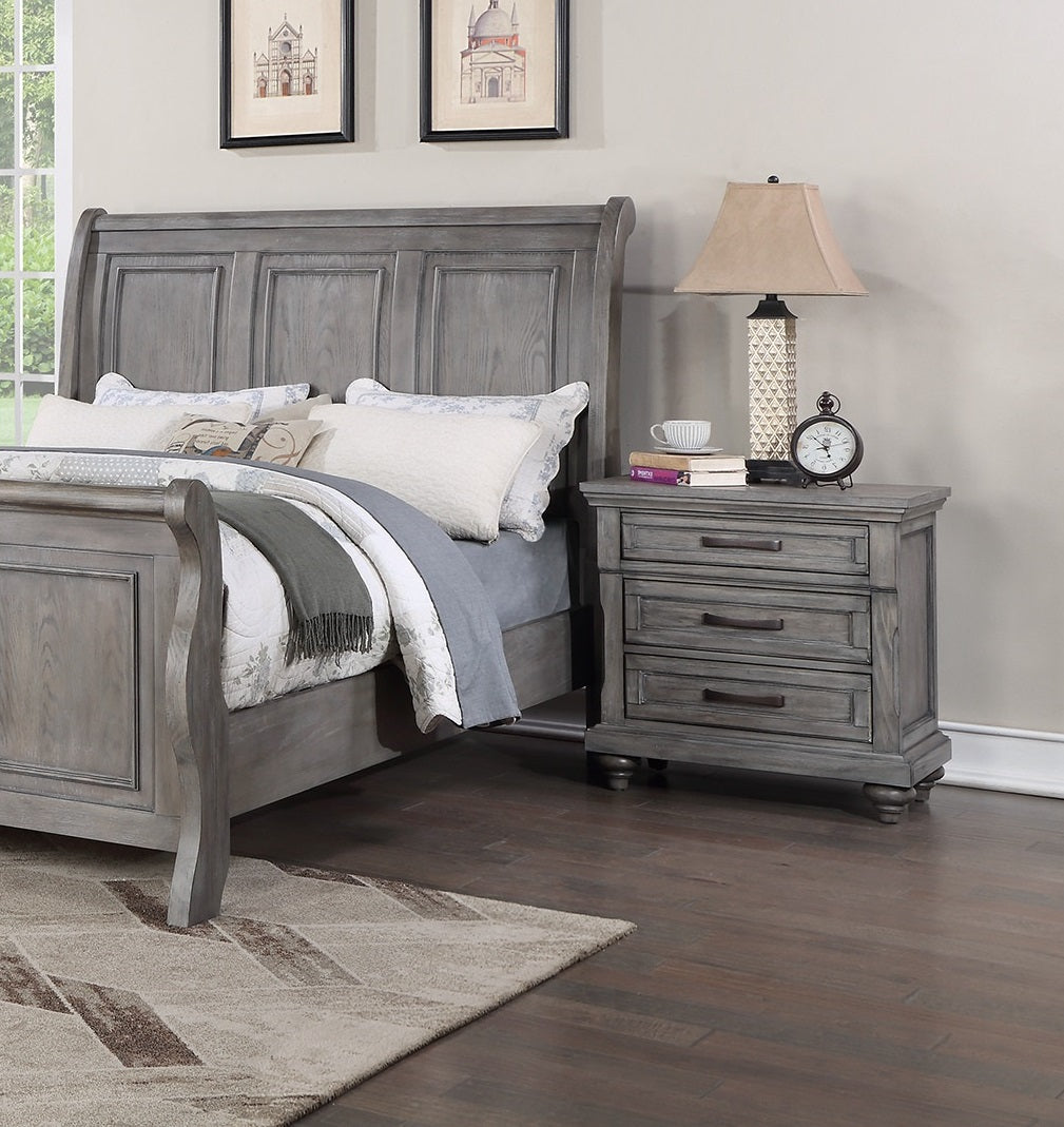 Vintage Queen Size Bed with Underbed Drawer and Nightstands