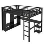 Full Size Loft Bed Frame with Built-in Wardrobe