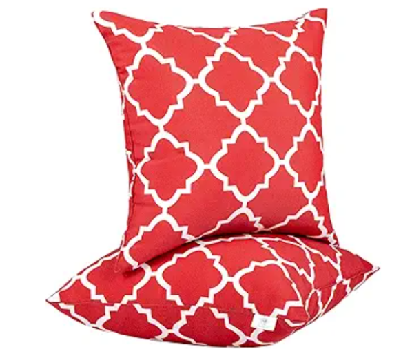 2 Pack Outdoor Pillow Covers - Red Trellis