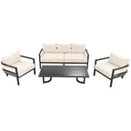U_Style Multi-Person Outdoor Steel Sofa Set with Coffee Table