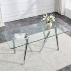 71-Inch Tempered Glass Dining Table with Sturdy Metal Legs