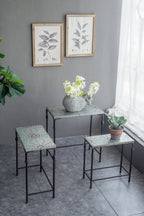 Set of 3 Gilbert Nesting Tables - Metal Plant Stand