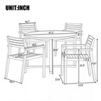 U-Style 5-Piece Outdoor Dining Set with 4 Acacia Wood Chairs