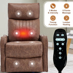 Brown Heat Massage Manual Recliner Chair with Rocker and Swivel