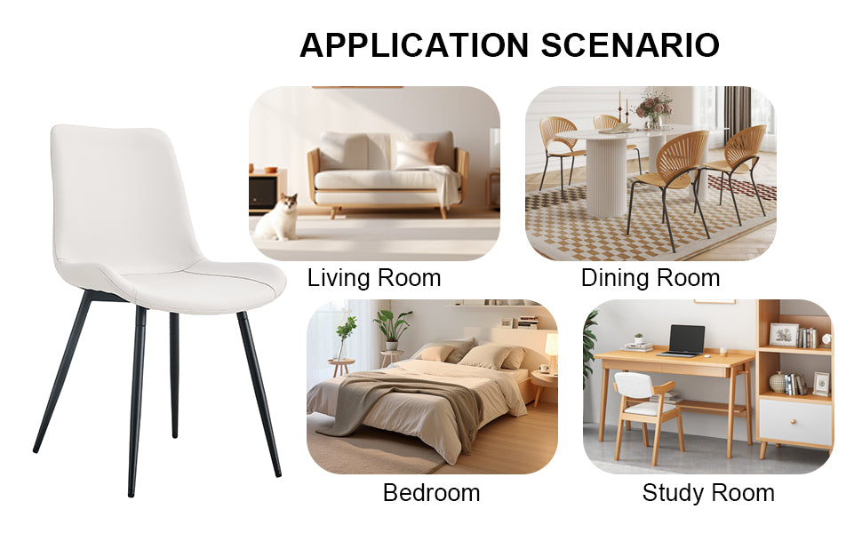 White Artificial Leather Backrest Cushion Dining Chair