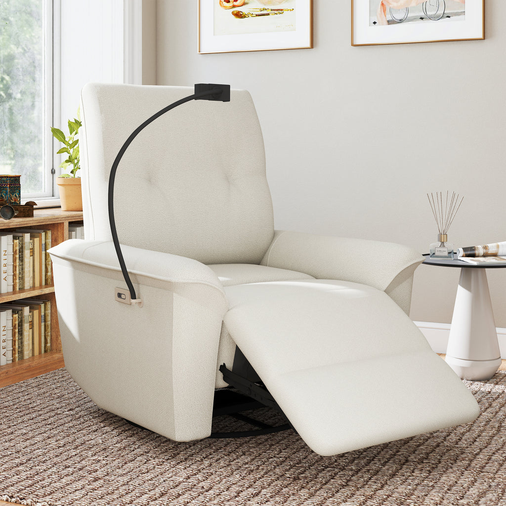 270° Power Swivel Rocker Recliner Chair w/ USB Ports - Beige-Gray