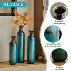 Torch-Fired Metal Vases Set of 3, Tall
