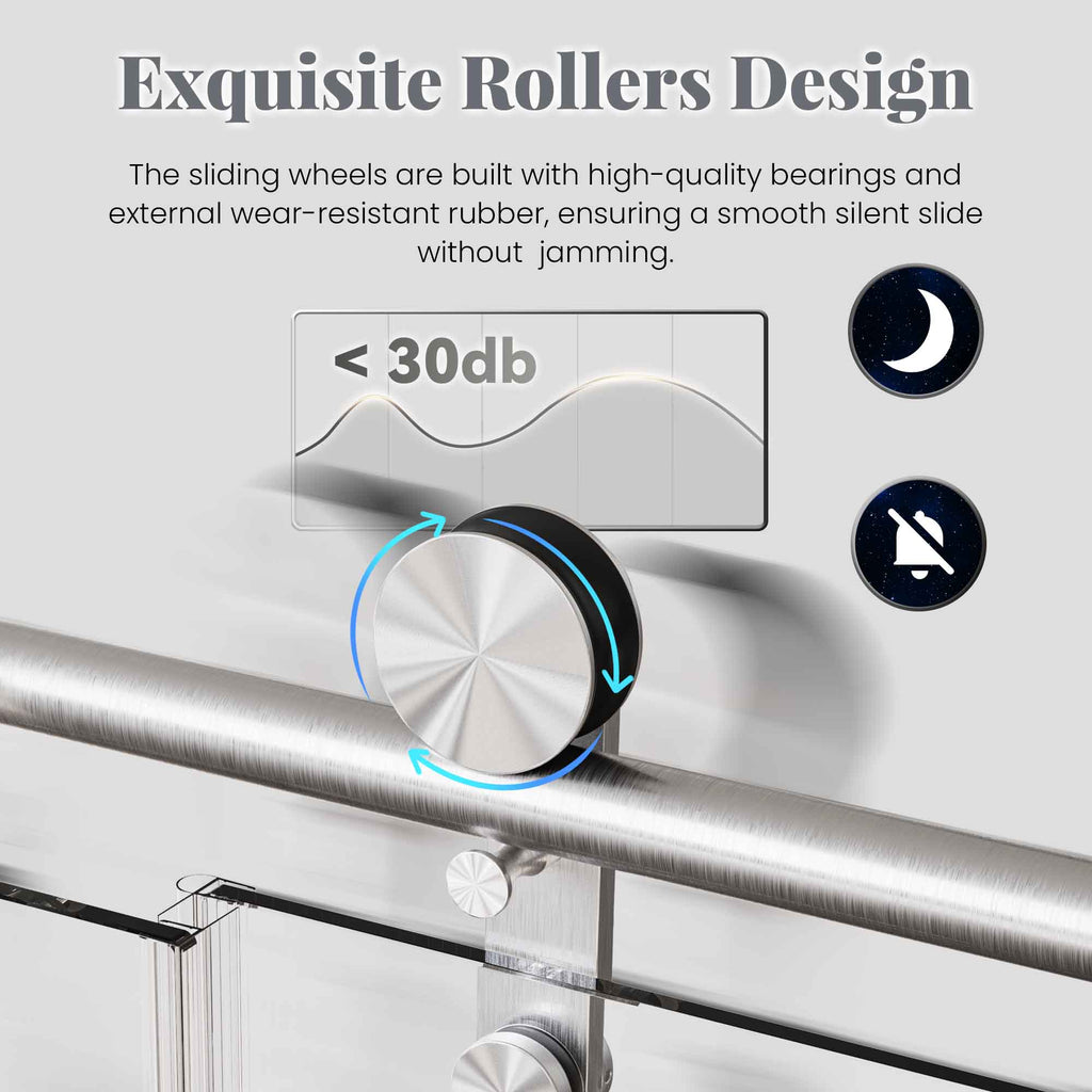 Frameless Single Sliding Shower Doors Without Soft-Close
