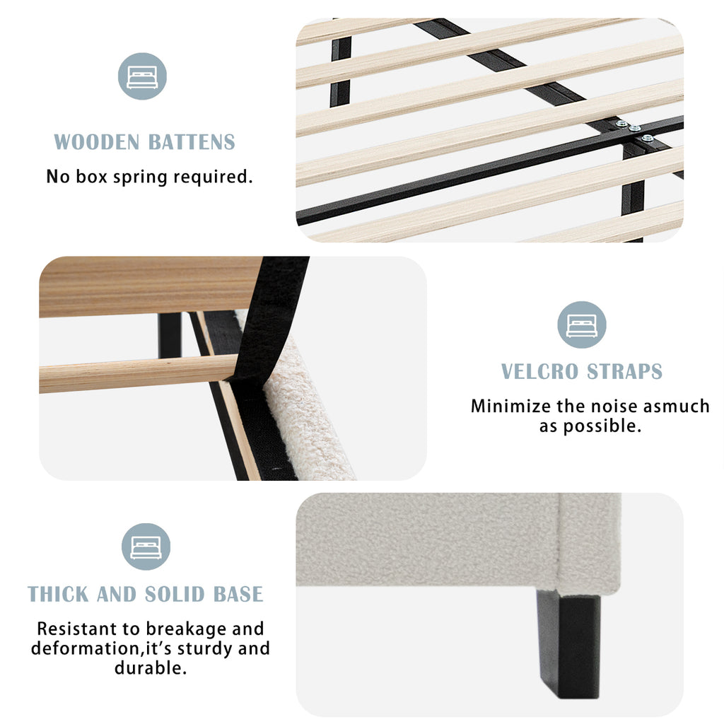 Twin Size Bed Frame with Upholstered Headboard