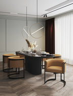 Corso Metal Vegan Leather Dining Chair in Camel