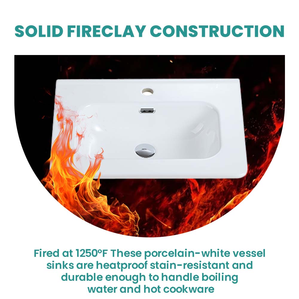 Integrated Glossy White Ceramic Sink