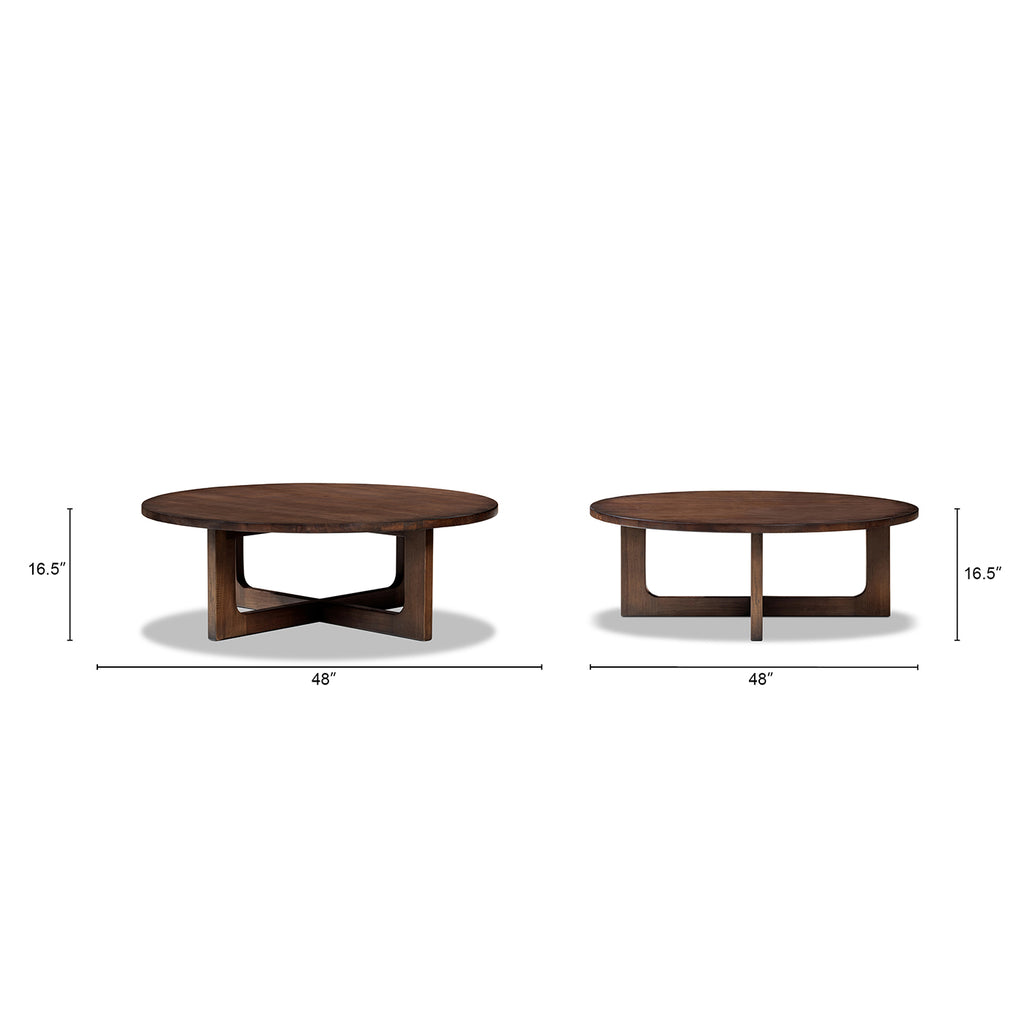 Pino 48-Inch Round Reclaimed Pine Coffee Table, Java